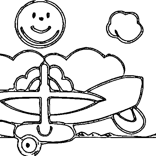 A jet plane with a smile Coloring Page