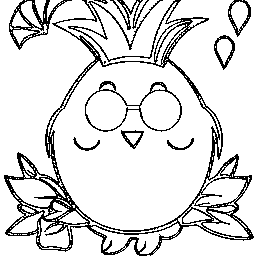 A pineapple with sunglasses Coloring Page