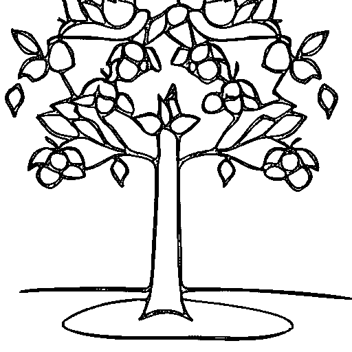 An apple tree with fruit Coloring Page