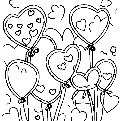 Party hats and balloons Coloring Page