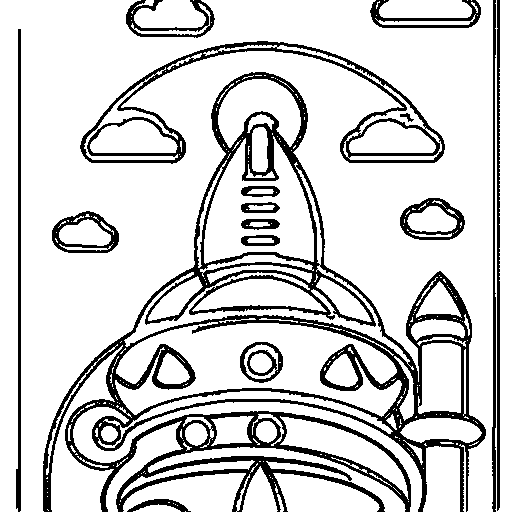 A flying saucer rocket Coloring Page