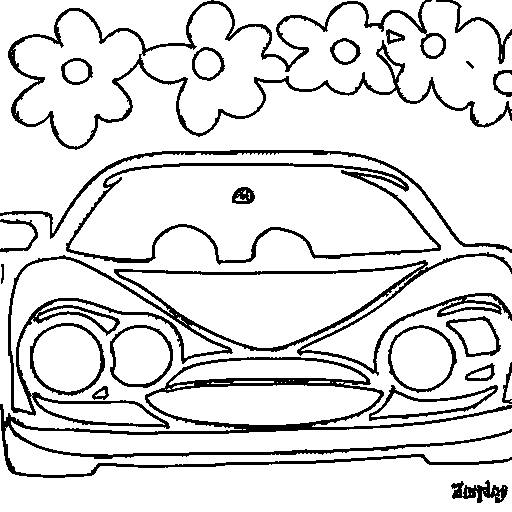 A tiny racing car zooming fast Coloring Page