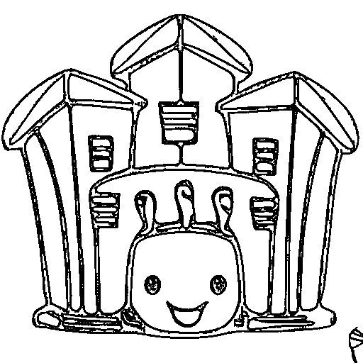 A small castle with flags Coloring Page