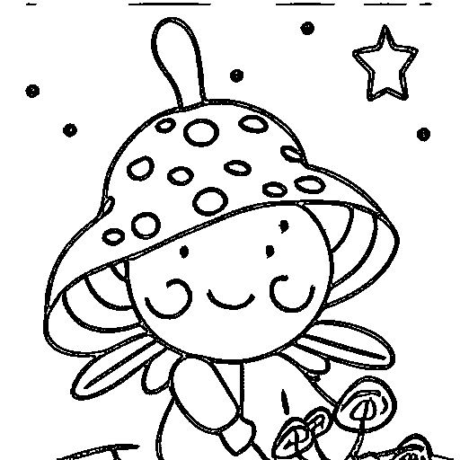 A fairy sitting on a mushroom Coloring Page