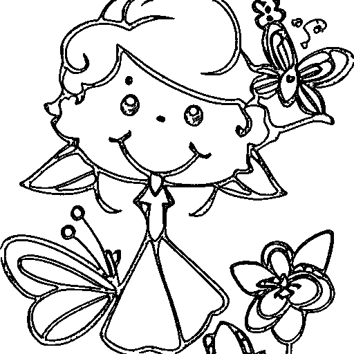 Little fairy with butterfly wings and a wand Coloring Page
