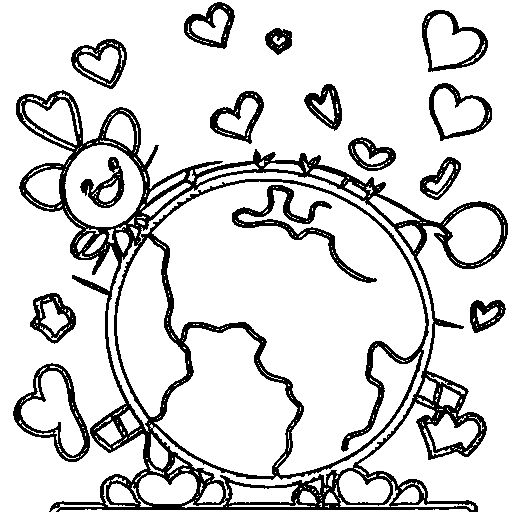 A smiling planet Earth Coloring Page