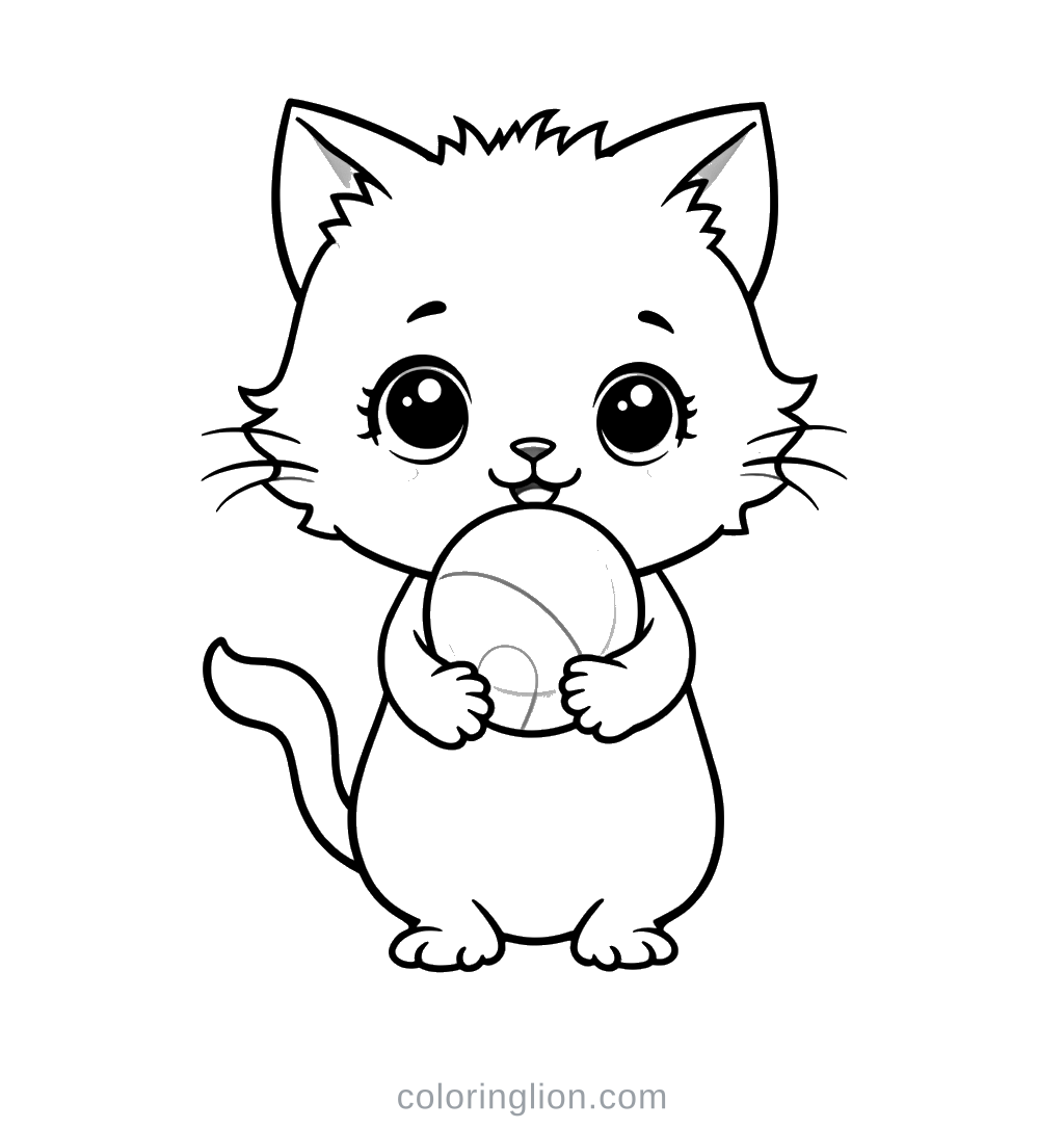 Cat Ball Coloring Page