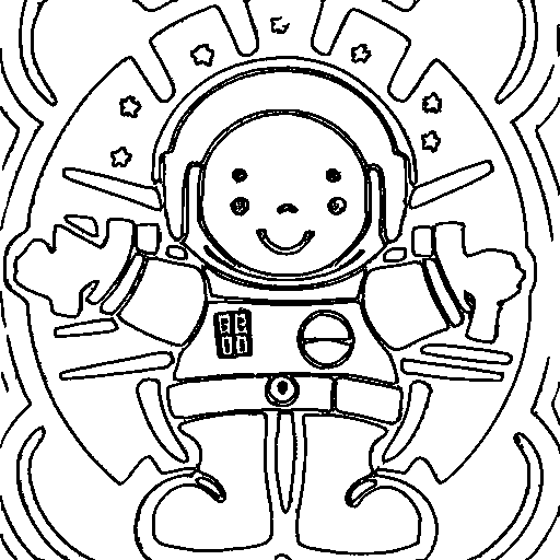 An astronaut waving Coloring Page