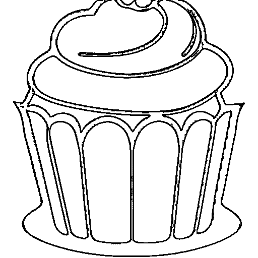 A cupcake with a cherry Coloring Page