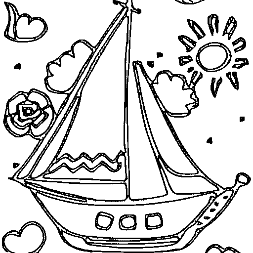 Little sailboat with a smile Coloring Page