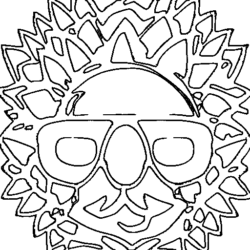 A pineapple with sunglasses Coloring Page