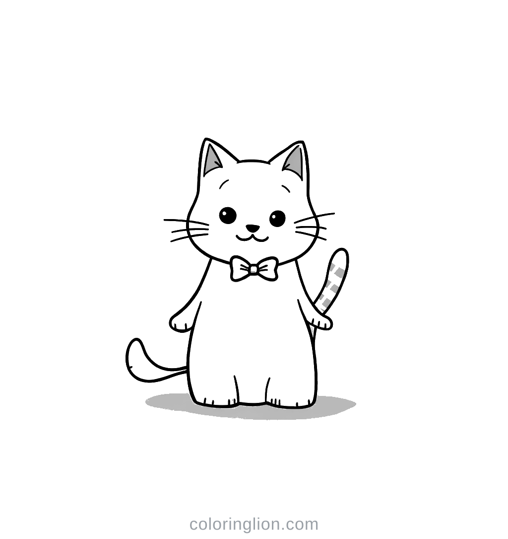 Cat Bow Coloring Page