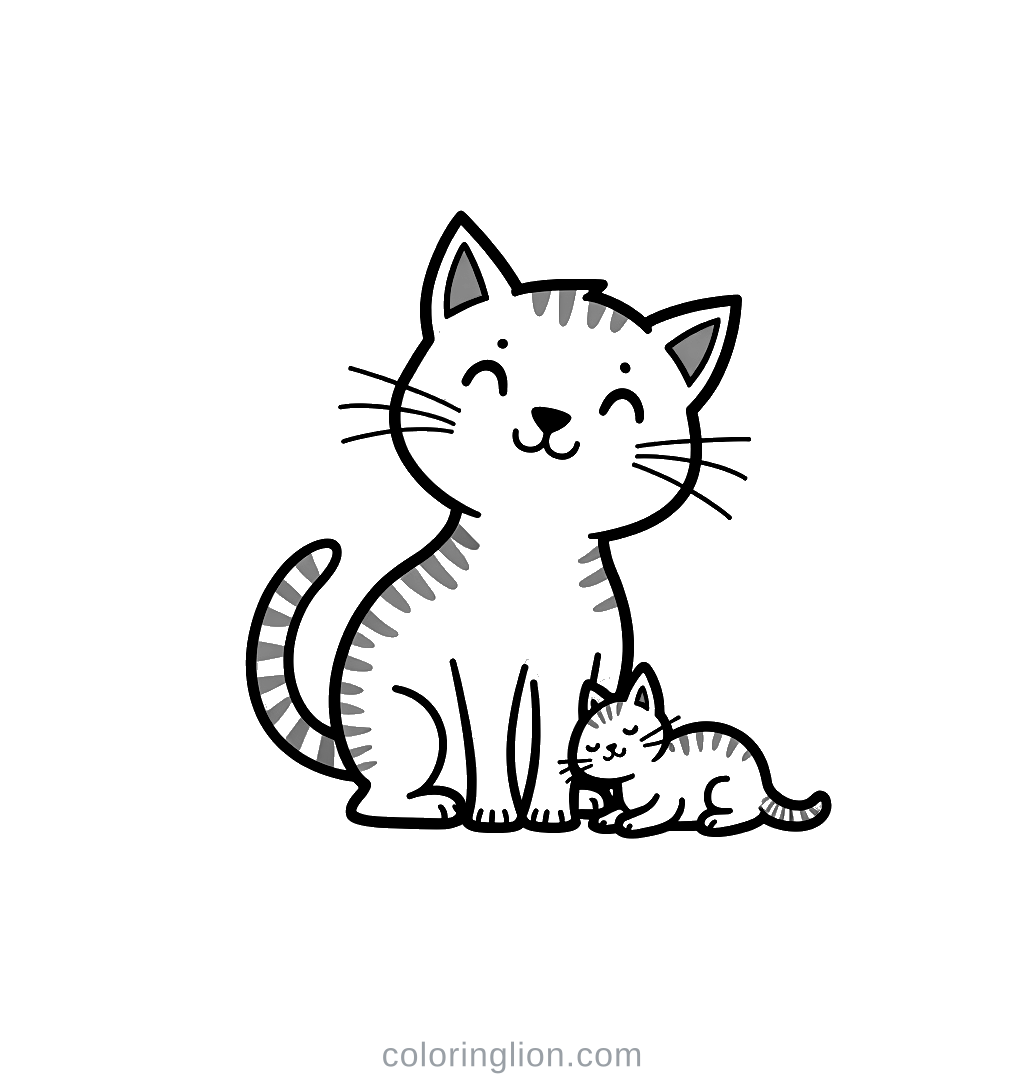 Cat Family Coloring Page