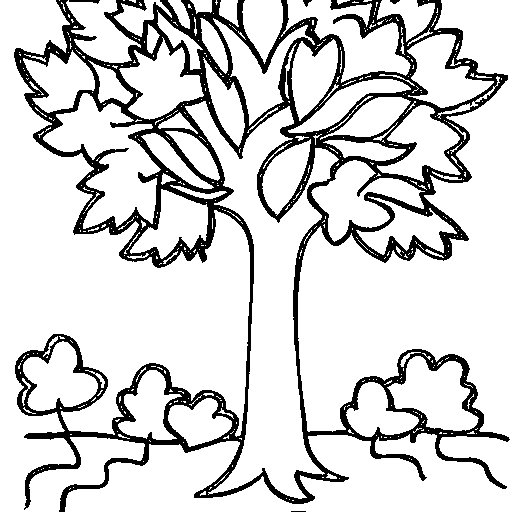 A tree with falling leaves in autumn Coloring Page