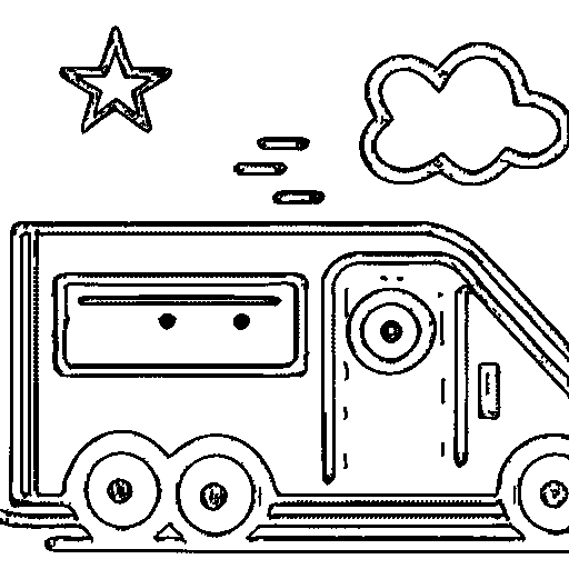 A fire truck with a ladder Coloring Page