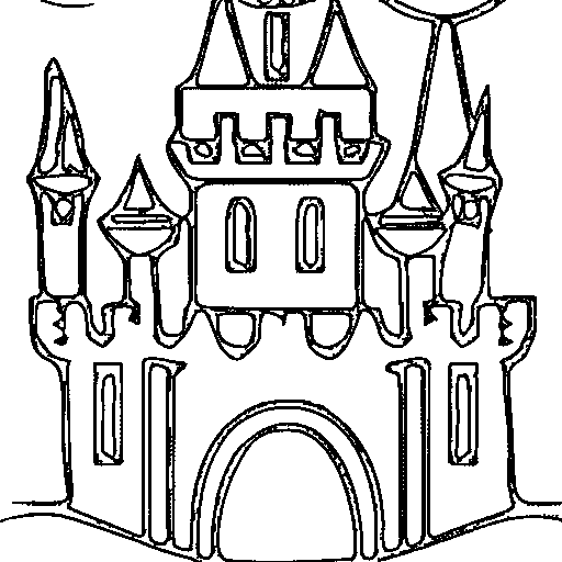 A small castle with flags Coloring Page