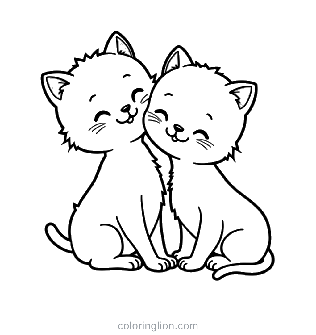 Two Kittens Coloring Page