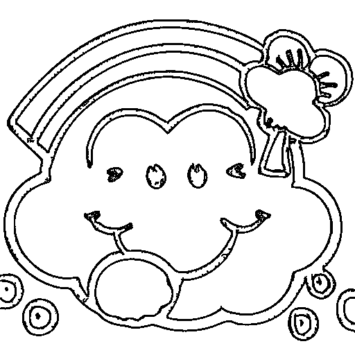 A big rainbow with clouds Coloring Page