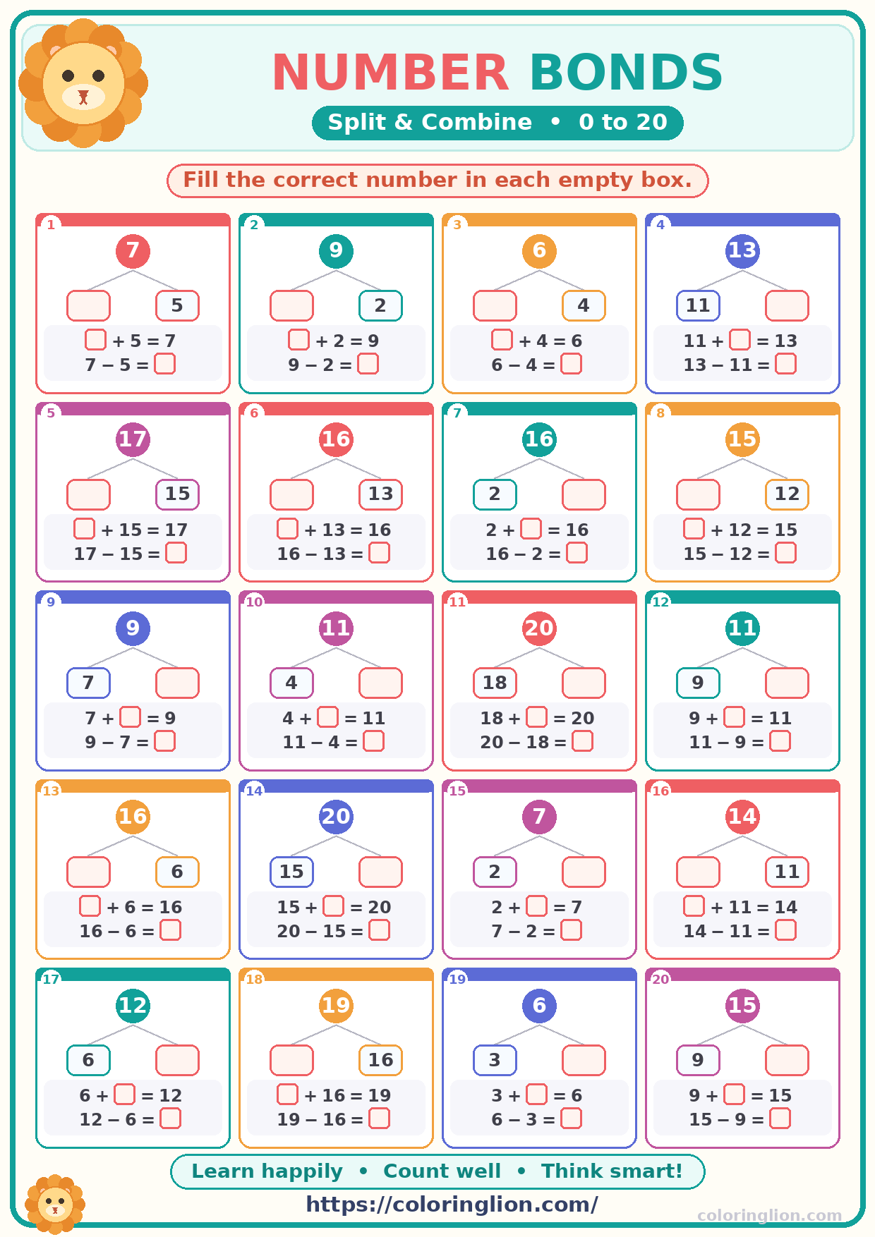 Number Bonds to 20 11