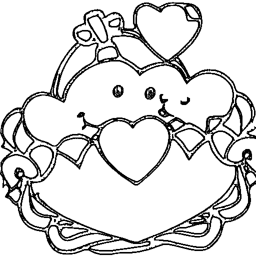Two hearts tied with a ribbon Coloring Page