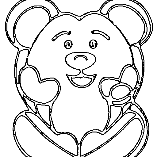 A teddy bear holding a heart Coloring Page