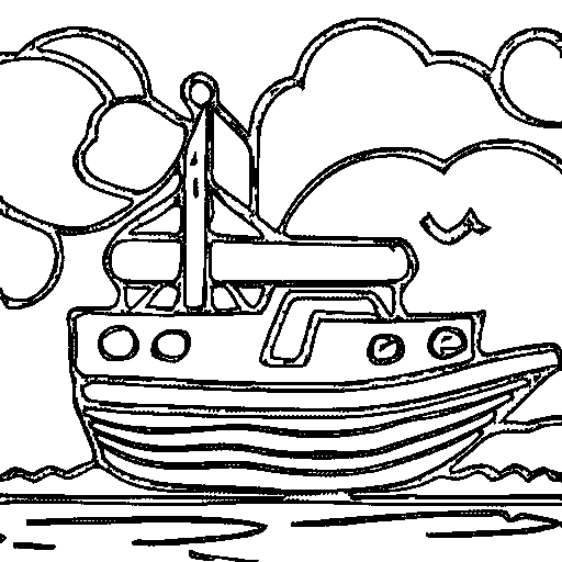 A chubby tugboat Coloring Page