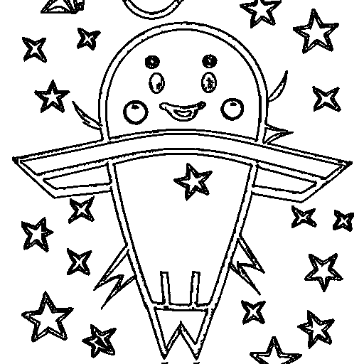 Rocket blasting off Coloring Page