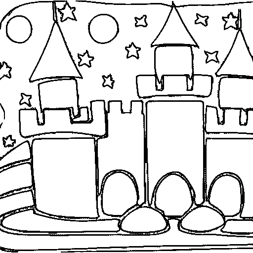 A small castle with flags Coloring Page