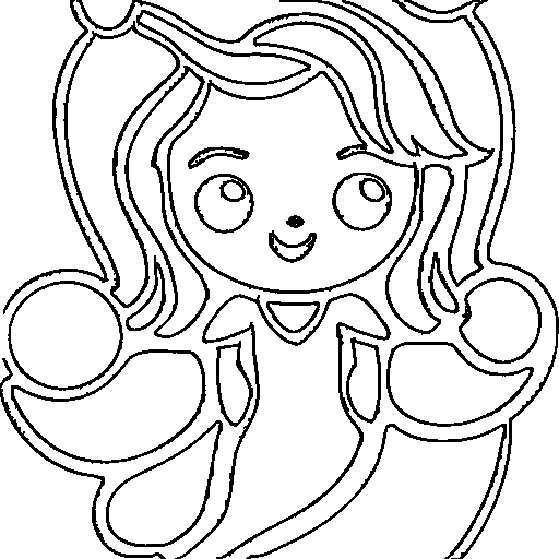 Little mermaid with long hair Coloring Page