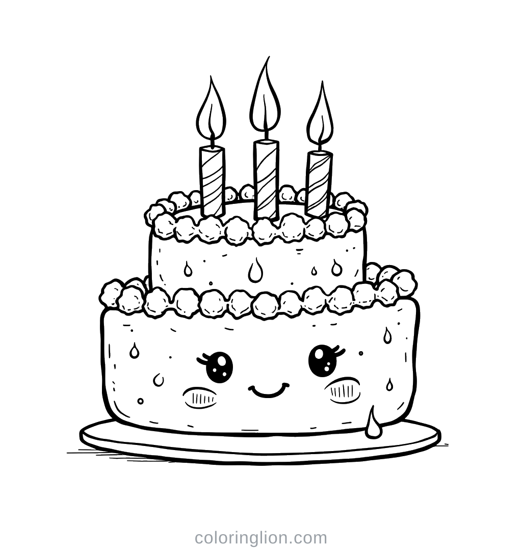Party Cake Coloring Page