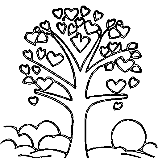 A round oak tree Coloring Page