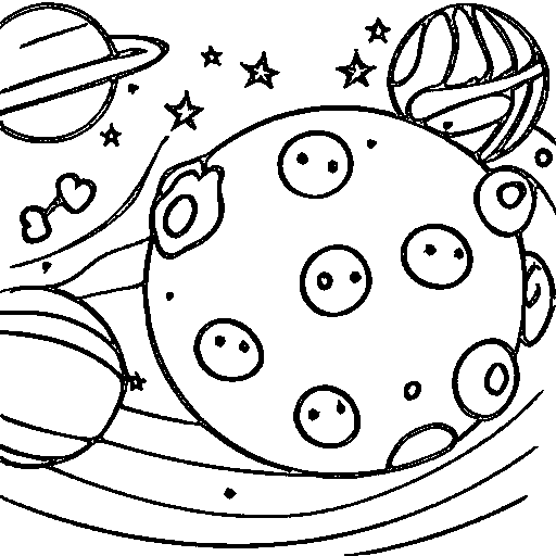 A row of planets Coloring Page