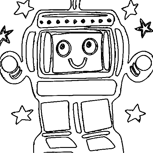 A friendly boxy robot Coloring Page