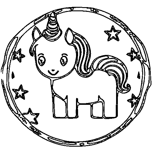 A unicorn with a rainbow horn Coloring Page