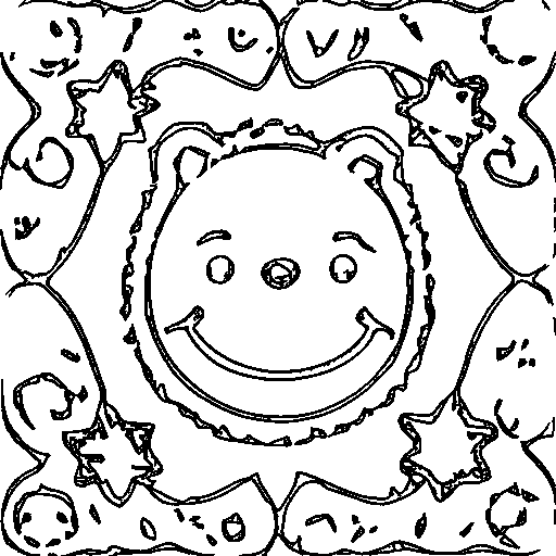 A happy square character Coloring Page