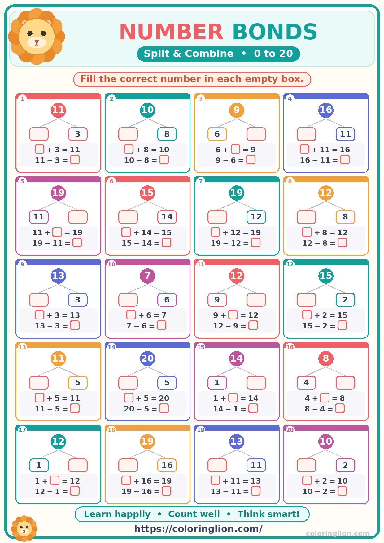 Number Bonds to 20 06
