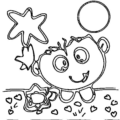 A happy square character Coloring Page