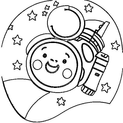 Astronaut with a flag Coloring Page