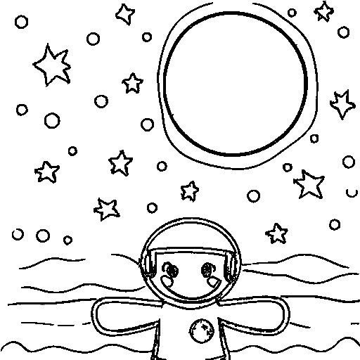 Astronaut floating Coloring Page