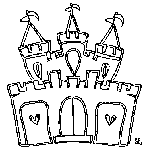 A castle with a heart gate Coloring Page