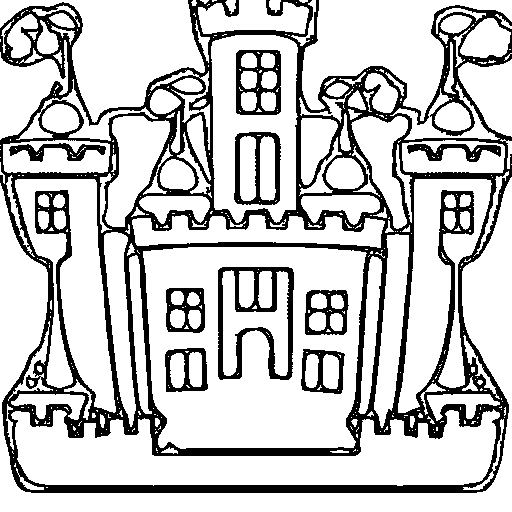 A fairytale castle with round towers Coloring Page