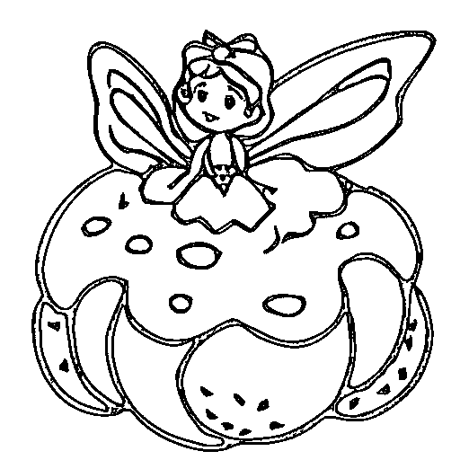 A fairy sitting on a mushroom Coloring Page