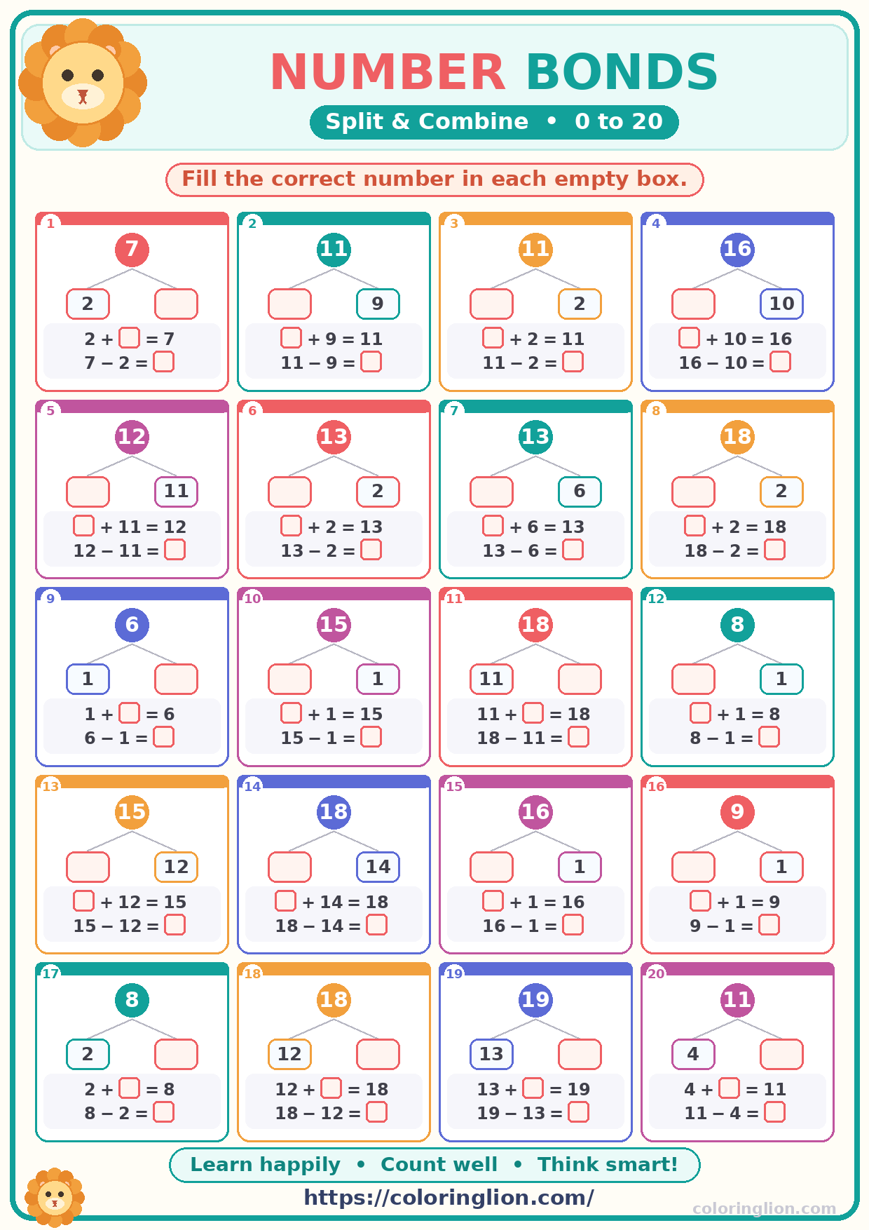 Number Bonds to 20 22