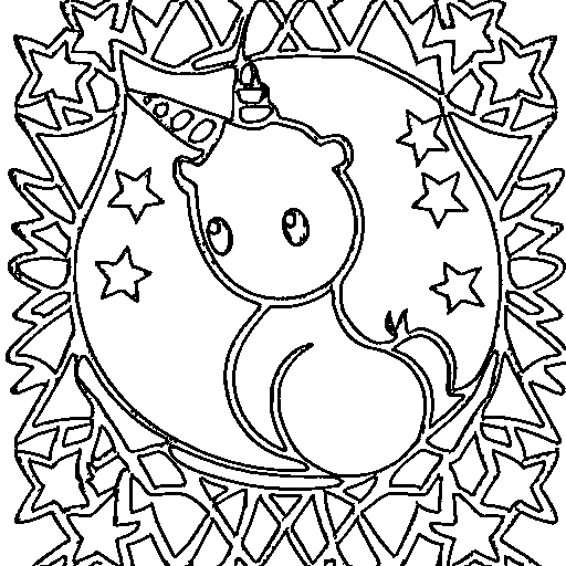 Unicorn with stars Coloring Page