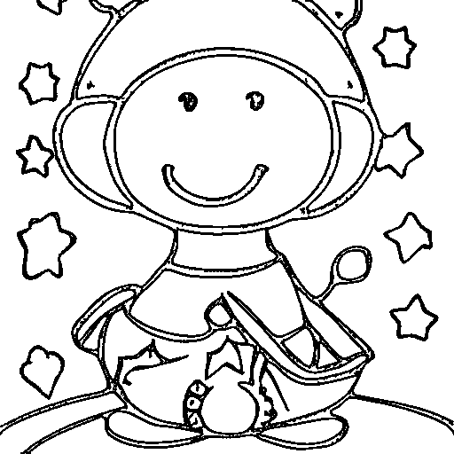 A tiny alien waving Coloring Page