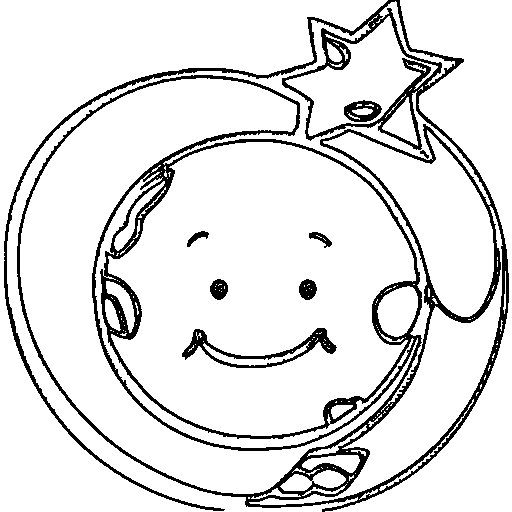 A crescent moon with stars Coloring Page