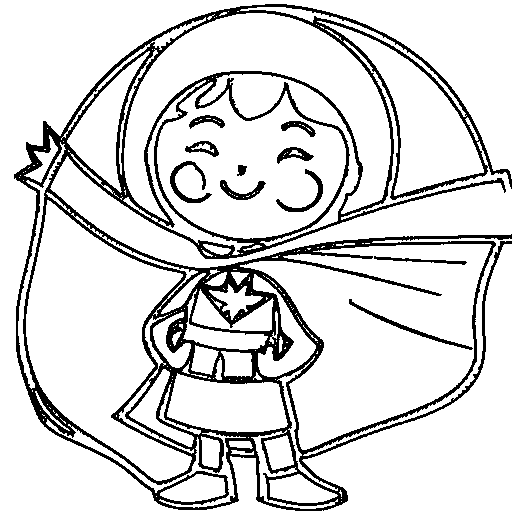 Superhero with a cape flying Coloring Page