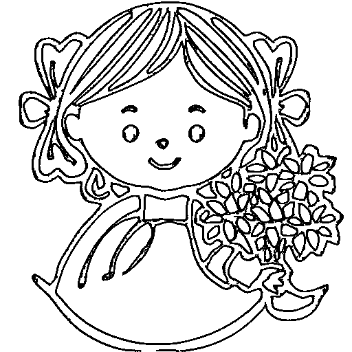 A princess holding flowers Coloring Page