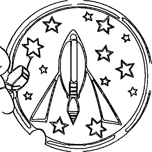 A rocket with an astronaut window Coloring Page