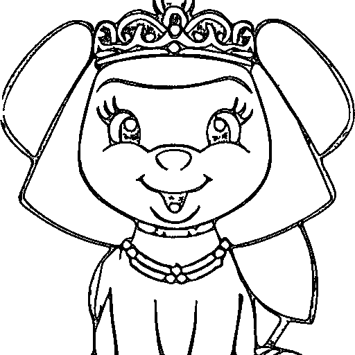 A princess with a tiara and a pony Coloring Page